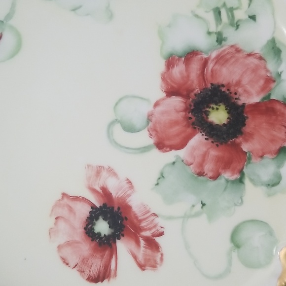 Vtg Haviland France Cottage Core Scallop Edge Red Poppies Decorative Plate - Picture 7 of 15